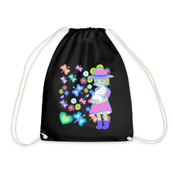Easter Kids Child Bunny Rabbit Easter Bunny - Drawstring Bag - black - Front