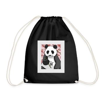 Asia China Panda Bear Bears Kids Child - Drawstring Bag - black - Front
