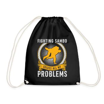 Funny Sambo Fighter - Fighting Sambo solves all my - Drawstring Bag - black - Front