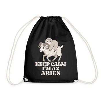 Keep Calm I'm An Aries Zodiac Soth - Drawstring Bag - black - Front
