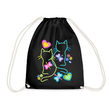 Été Chats Chat Enfants Enfant - Sac de sport léger - noir - Devant