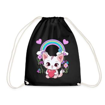 Arc-en-ciel Chaton Chat Chats Enfants Enfant Bébé - Sac de sport léger - noir - Devant