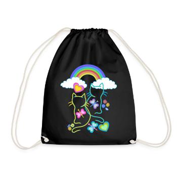 Rainbow Spring Summer Cats Cat Kids - Drawstring Bag - black - Front