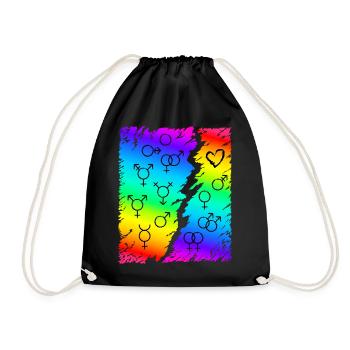 LGBT LGBTQ Regenbogen Flagge - Turnbeutel - Schwarz - Vorne