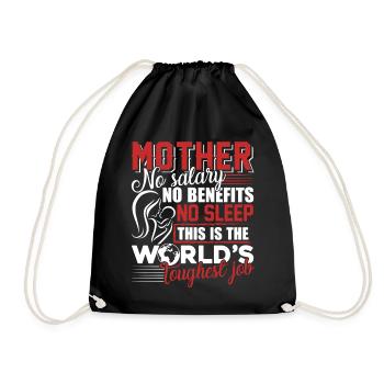 Mother's Day Mom Is World s Toughest Job - Drawstring Bag - black - Front