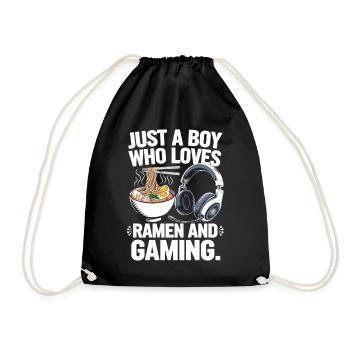 Gaming & Ramen – Perfect Gambler Motif - Drawstring Bag - black - Front