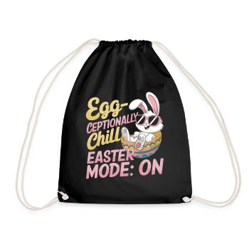 Relaxed Easter Bunny – Funny Easter Gift - Drawstring Bag - black - Front