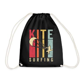 Kitesurfer Kiteboard Kitesurfing Kitesurf - Drawstring Bag - black - Front