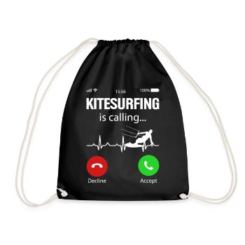 Kitesurfer Kiteboard Kitesurfing Kitesurf - Drawstring Bag - black - Front