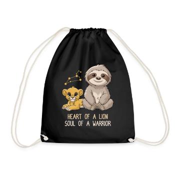 Signe du zodiaque Lion paresseux Cœur d’une âme Lion - Sac de sport léger - noir - Devant