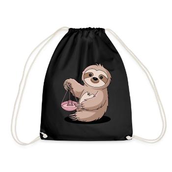 Libra Zodiac Sign Sloth with Libra - Drawstring Bag - black - Front