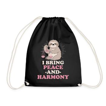 Waage-Zodiak Faultier Bringt Frieden Und Harmonie - Turnbeutel - Schwarz - Vorne