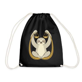 Libra Zodiac Sloth Balance - Drawstring Bag - black - Front