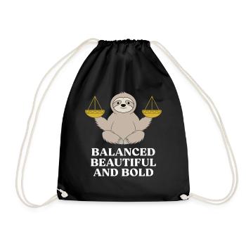 Libra Zodiac Sloth: balanced, beautiful and - Drawstring Bag - black - Front
