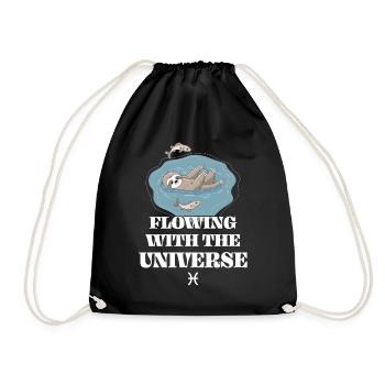 Pisces zodiac sign sloth fluent with the - Drawstring Bag - black - Front