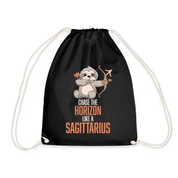 Chase The Horizon Like A Sagittarius Sloth - Drawstring Bag - black - Front