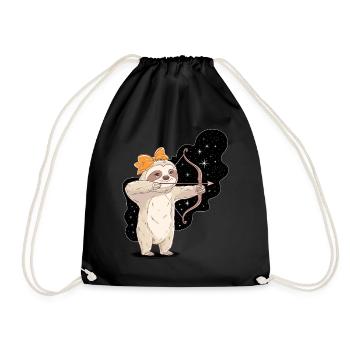 Sagittarius Zodiac Sloth with Bow and Arrow - Drawstring Bag - black - Front