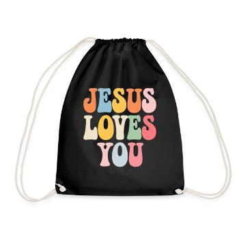Jesus loves you Christian saying - Drawstring Bag - black - Front