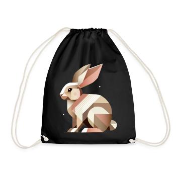 Charming Geometry – The Abstract Rabbit - Drawstring Bag - black - Front