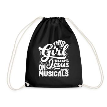 This Girl Loves Jesus and Musicals - Drawstring Bag - black - Front