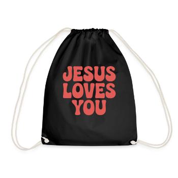 Jesus loves you Christian saying - Drawstring Bag - black - Front