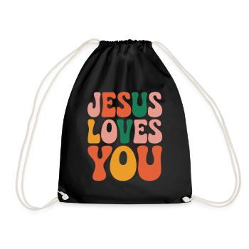 Jesus loves you Christian saying - Drawstring Bag - black - Front