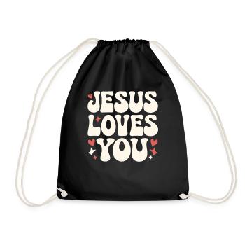 Jesus loves you Christian saying - Drawstring Bag - black - Front