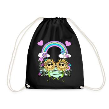Arc-en-ciel Hippie Tournesols Enfants - Sac de sport léger - noir - Devant