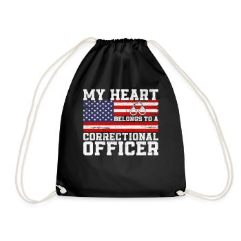 Correction Officer Wife Thin Silver Line Wife - Drawstring Bag - black - Front