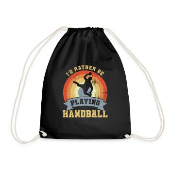 Handballer Spruch Retro Look - Turnbeutel - Schwarz - Vorne
