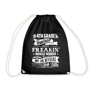 4th Grade Teacher Job Title - Drawstring Bag - black - Front
