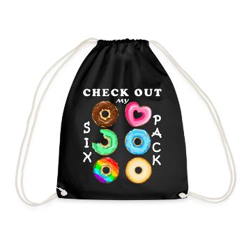 Schau dir meine Sixpack Donuts an - Turnbeutel - Schwarz - Vorne
