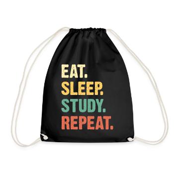 Eat Sleep Study Repeat - Turnbeutel - Schwarz - Vorne