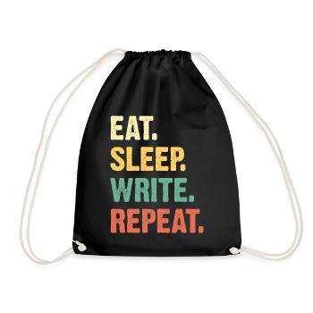 Eat Sleep Write Repeat - Drawstring Bag - black - Front