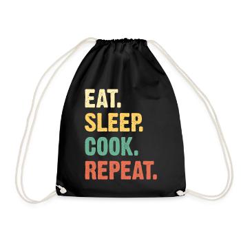 Eat Sleep Cook Repeat - Drawstring Bag - black - Front