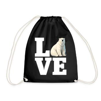 Love Funny Polar Bear White Marine Mammal Arctic - Drawstring Bag - black - Front