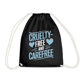 Cruelty-free and carefree vegan vegetarian - Drawstring Bag - black - Front