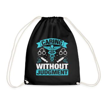 Caring Without Judgement Funny Nursing - Drawstring Bag - black - Front