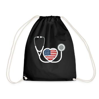 Correctional Nurse USA Flag Jail Nursing - Drawstring Bag - black - Front