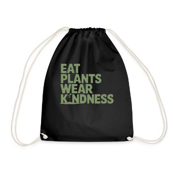 Eat plants Lazy Friendliness Vegan Vegetarian - Drawstring Bag - black - Front