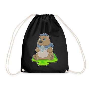 Bear Angler Fish Fishing - Drawstring Bag - black - Front