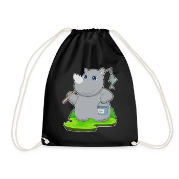 Rhino Angler Fish Fishing - Drawstring Bag - black - Front