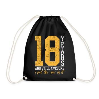 18 Years Birthday Gift Kids Boy Girl - Drawstring Bag - black - Front