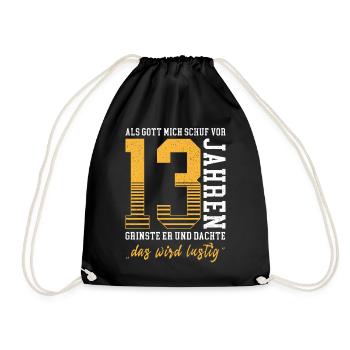 When God created me he grinned 13 years birthday - Drawstring Bag - black - Front
