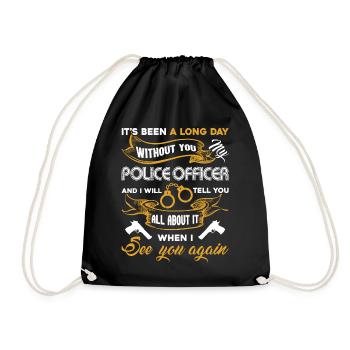 Funny Police Officer Tee - Drawstring Bag - black - Front