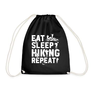 Eat Sleep Hiking Repeat - Mountain Hiking Lover - Drawstring Bag - black - Front