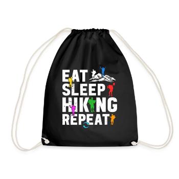 Eat Sleep Hiking Repeat - Adventure Hiking Lover - Drawstring Bag - black - Front