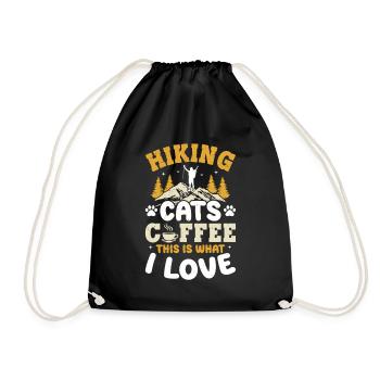 Hiking Cats Coffee This Is What I Love - Mountain - Turnbeutel - Schwarz - Vorne