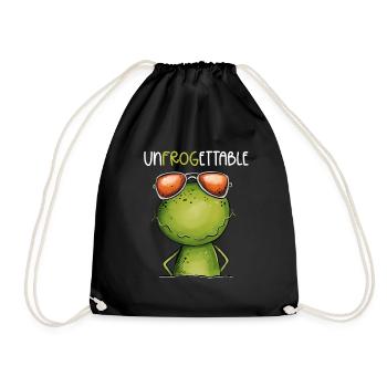 Cool frog with glasses and pun statement - Drawstring Bag - black - Front