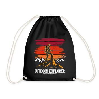 Outdoor Explorer Wandern & Bergsteigen Natur - Turnbeutel - Schwarz - Vorne